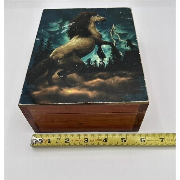 Ridin Hy Ranch Cedar Keepsake Box Horse Lightning Western Decor Storage - Picture 9 of 10
